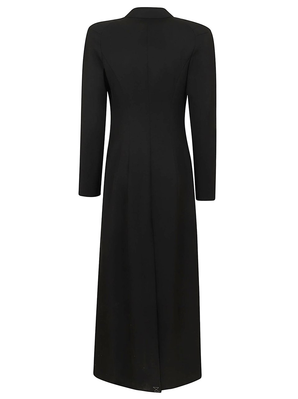 Dries van Noten Fitted Black Double-Breasted Wool Coat with Contrasting Buttons Zwart