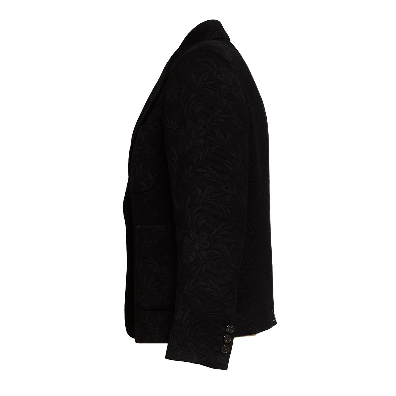 Dries van Noten Bamis Floral Jacquard Single Breasted Blazer Zwart