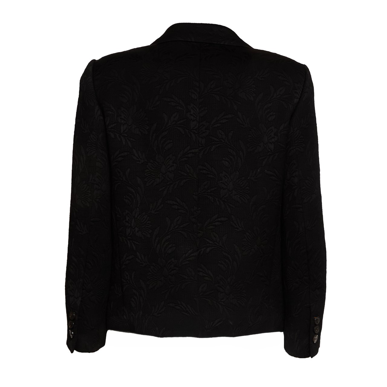 Dries van Noten Bamis Floral Jacquard Single Breasted Blazer Zwart