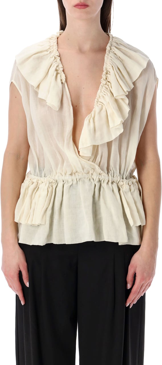 Dries van Noten Dries Van Noten Cally muslin ruffled top Neutraal
