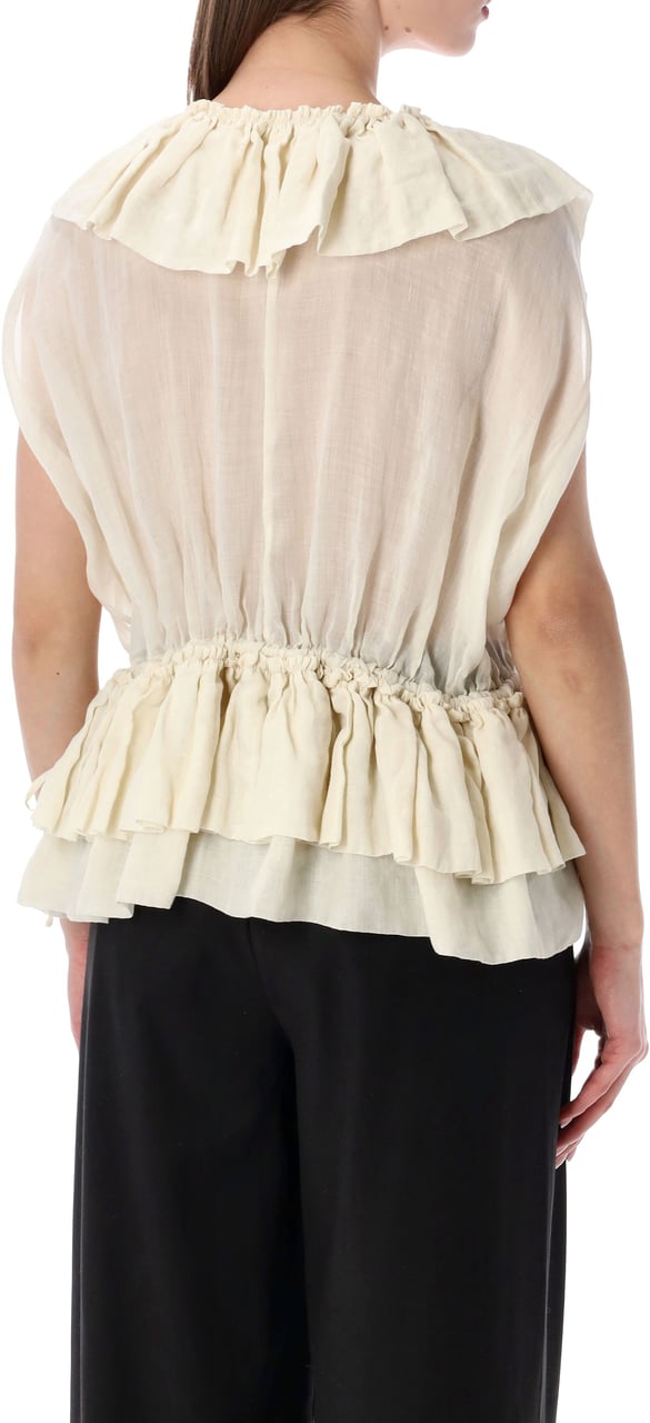 Dries van Noten Dries Van Noten Cally muslin ruffled top Neutraal