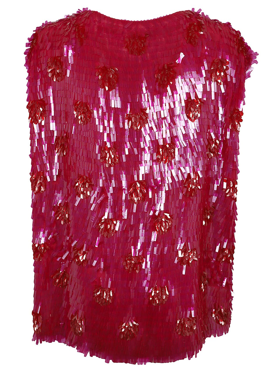 Dries van Noten Fuchsia Sequin-Embellished Sleeveless Top Roze