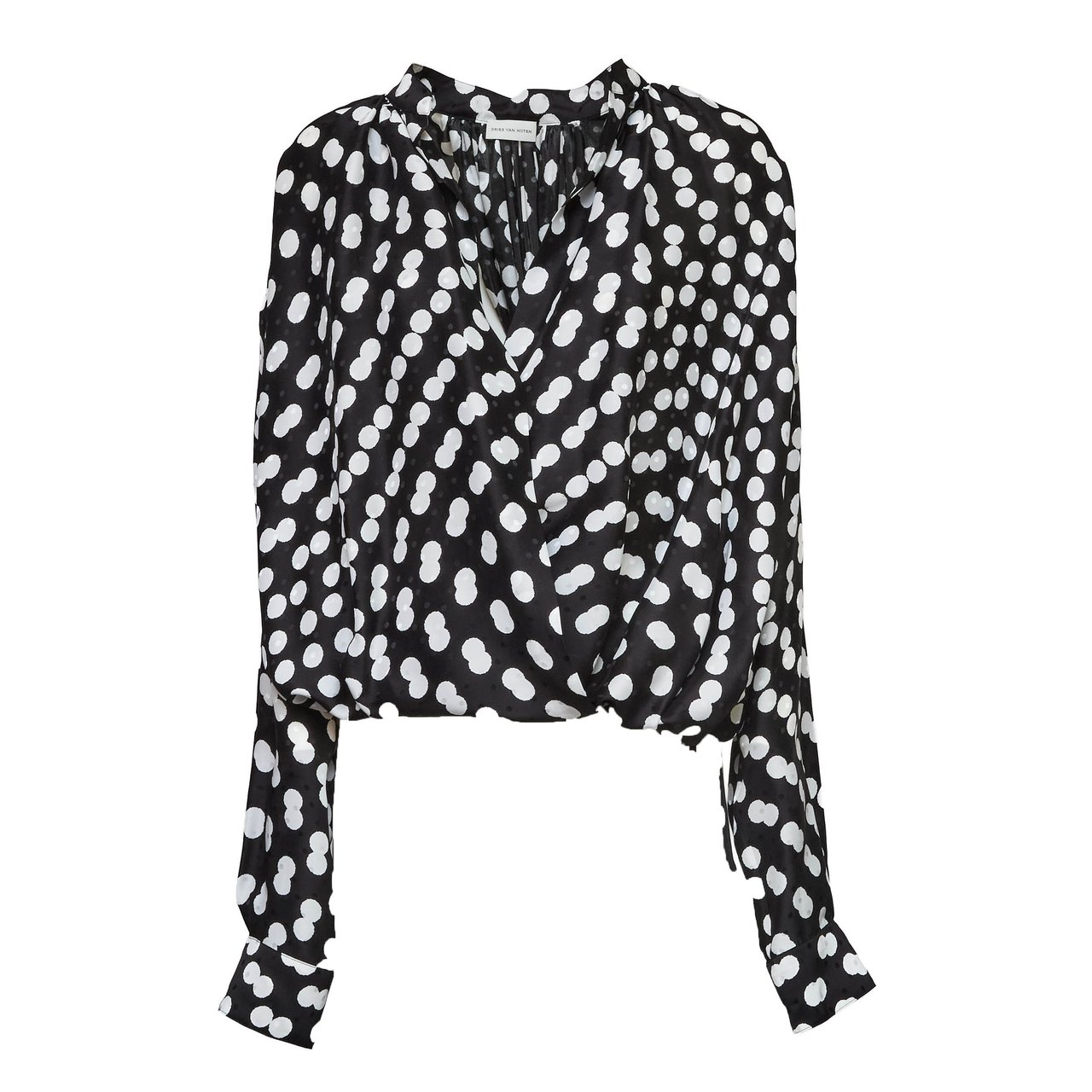 Dries van Noten Cenver Polka Dot Drawstring Hem Shirt Zwart