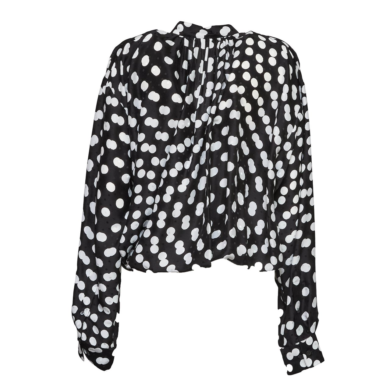 Dries van Noten Cenver Polka Dot Drawstring Hem Shirt Zwart