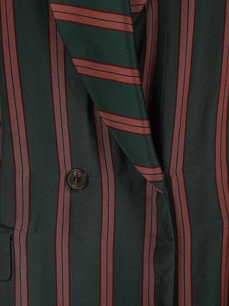 Dries van Noten Sleeveless Striped Satin Long Coat with Peak Lapels Groen