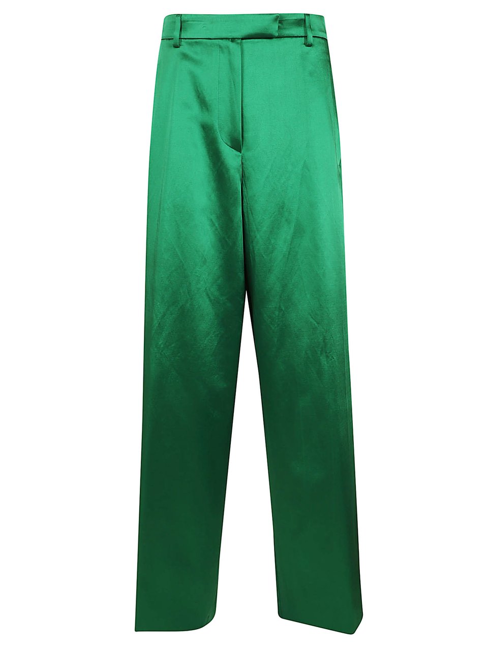 Dries van Noten Straight-Leg Trousers with Defined High Waist and Discreet Closure Groen