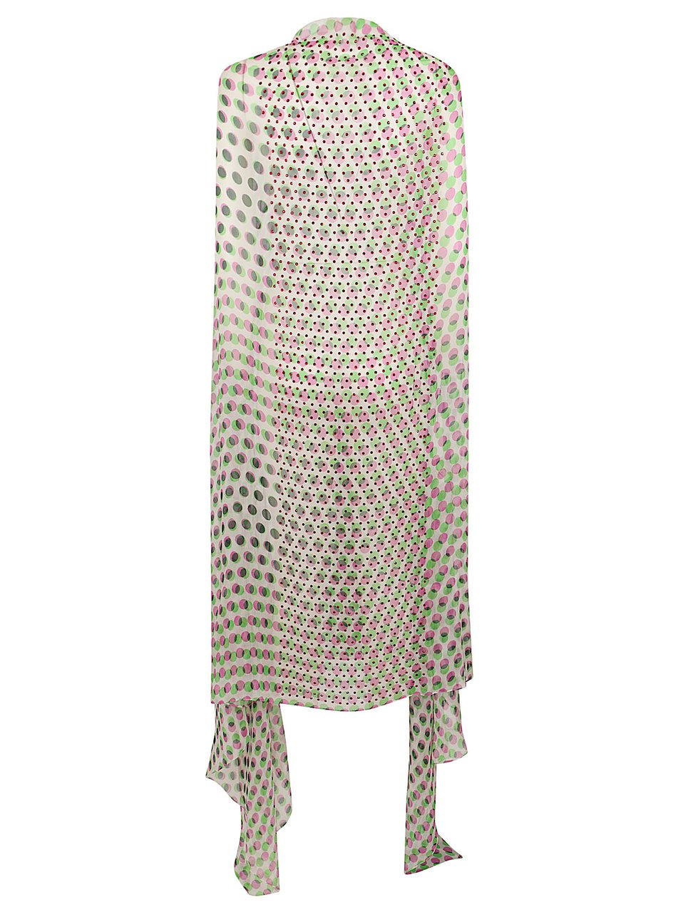 Dries van Noten Polka Dot Silk Midi Cape Dress with Adjustable Hems Wit
