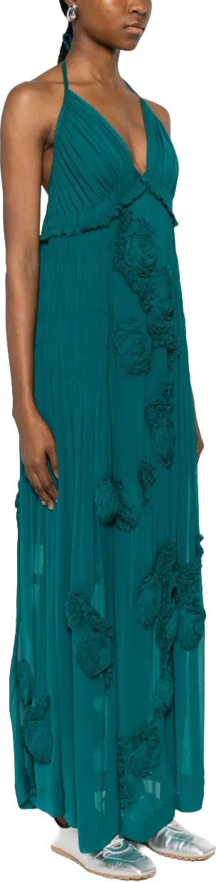 Dries van Noten Drina Emb 3376 Dress Petrol Blauw
