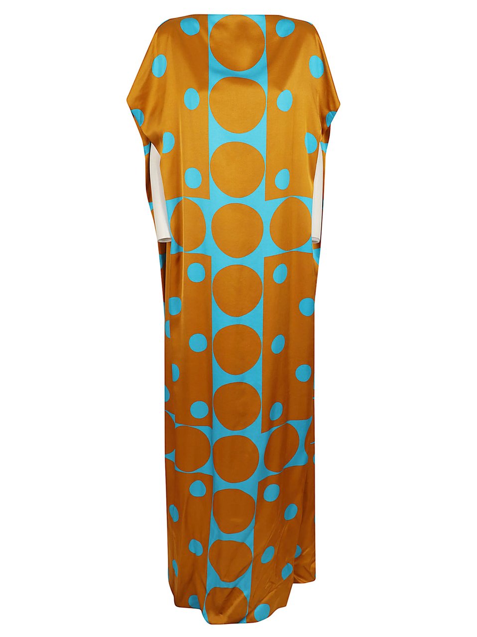 Dries van Noten Long Geometric Print Satin Maxi Dress Oranje