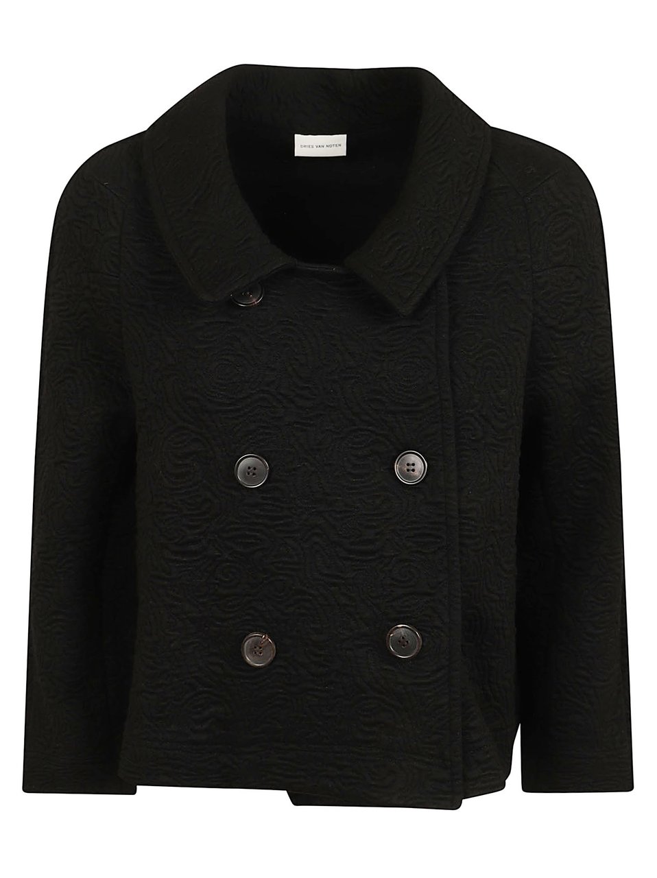 Dries van Noten Structured Jacquard Huvia Jacket Zwart