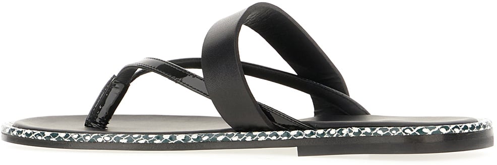 Dries van Noten Dries Van Noten Black leather thong sandals Zwart