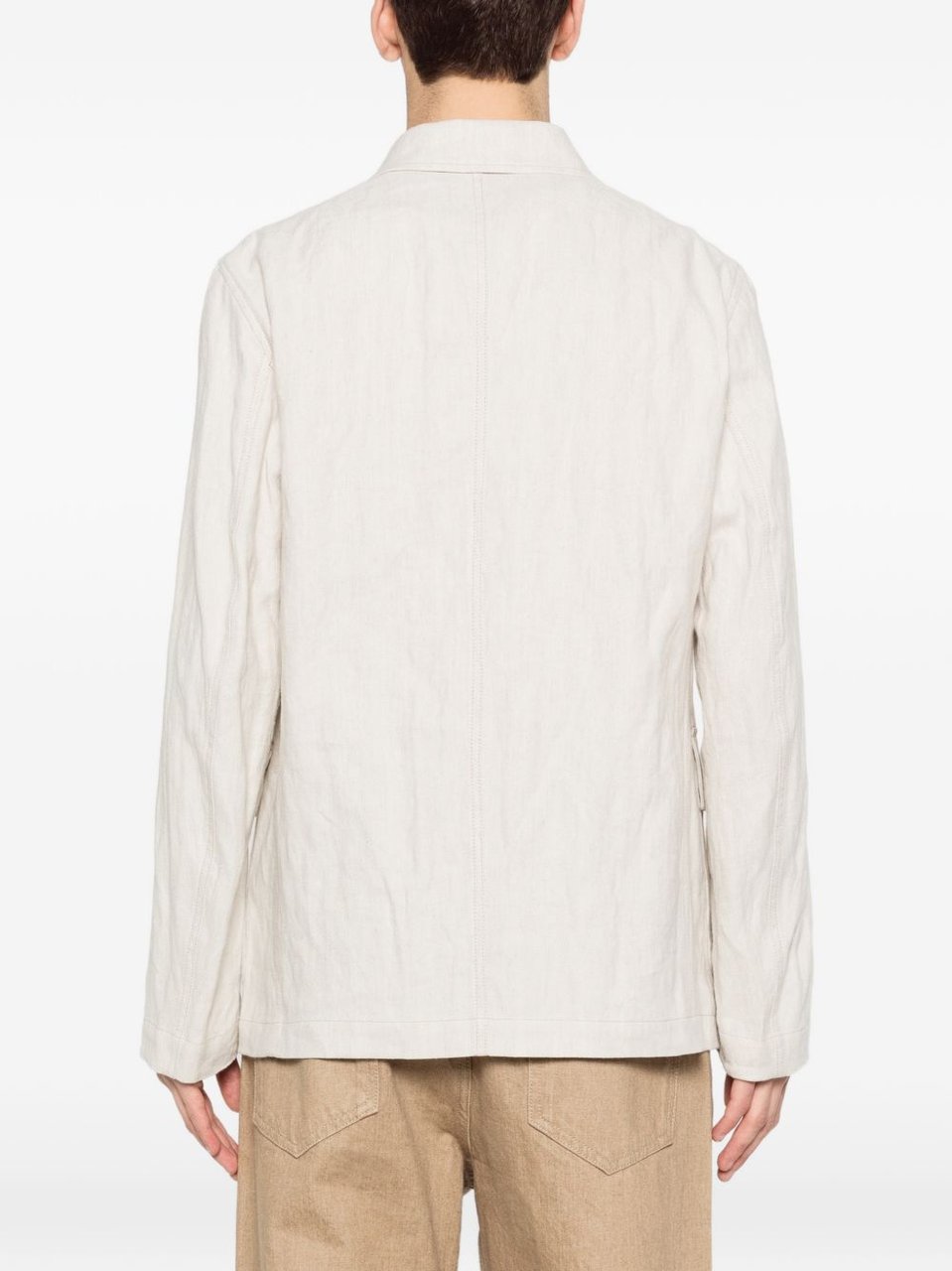 Dries van Noten Beige Herringbone Weave Jacket Neutraal
