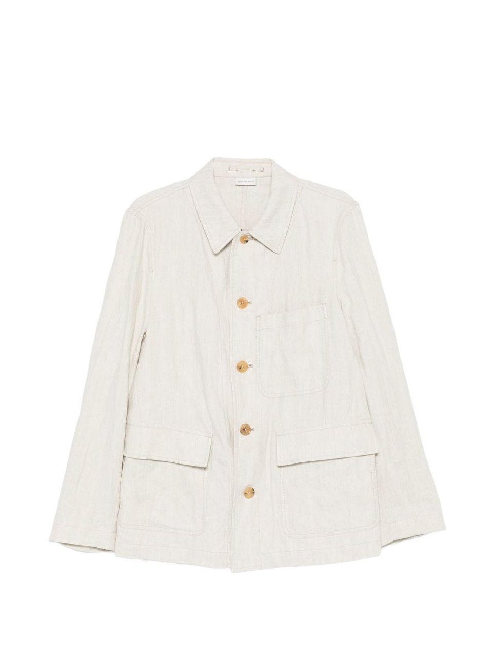 Dries van Noten Beige Herringbone Weave Jacket Neutraal