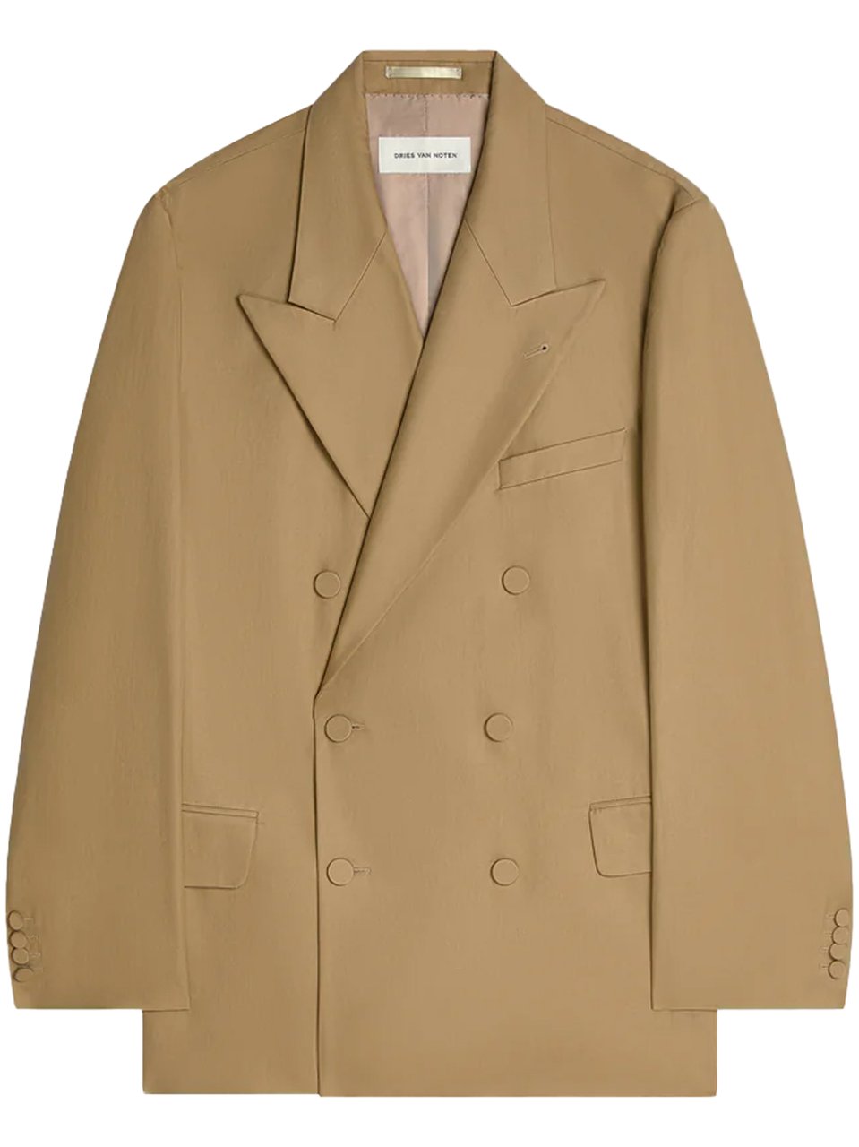 Dries van Noten Double-Breasted Brown Jacket with Wide Lapels Neutraal