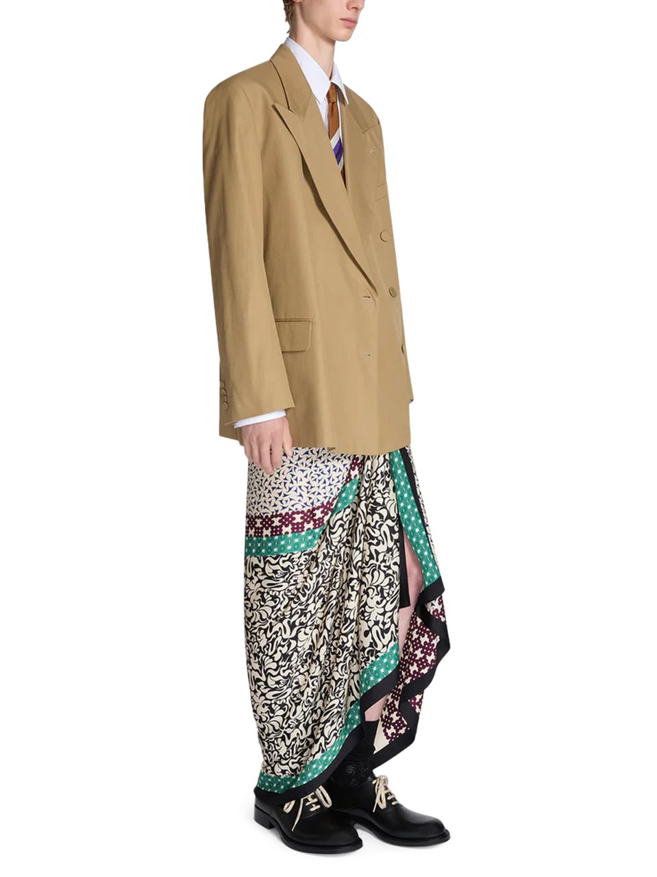 Dries van Noten Double-Breasted Brown Jacket with Wide Lapels Neutraal