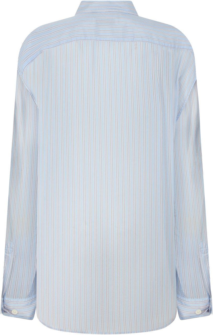 Dries van Noten Cupro striped shirt Lichtblauw