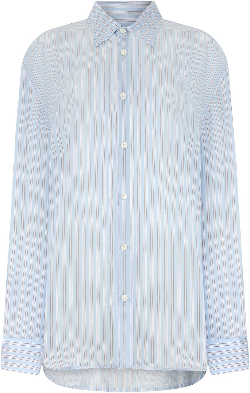 Dries van Noten Cupro striped shirt Lichtblauw