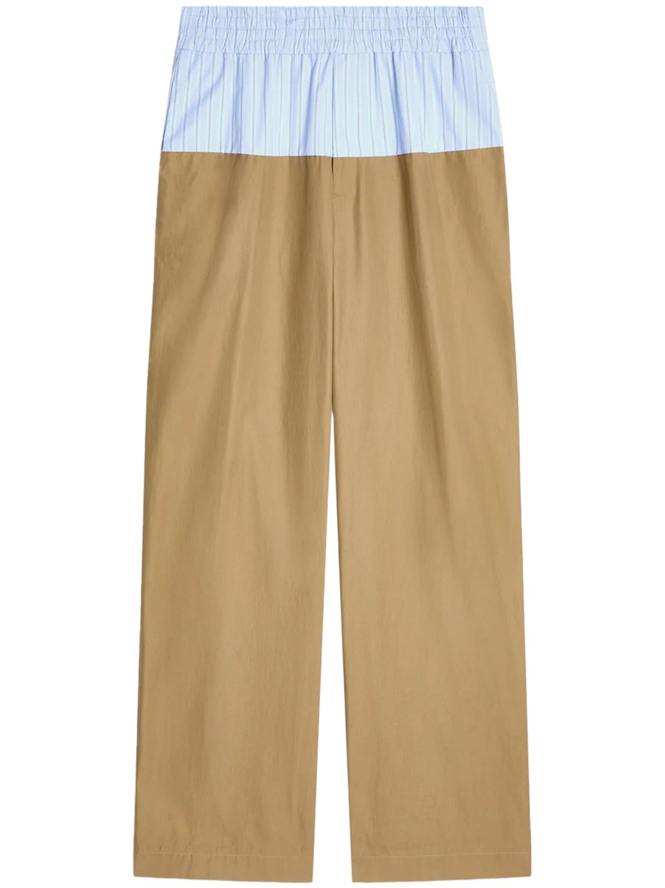 Dries van Noten Two-Tone Wide-Leg Trousers with Contrasting Waistband Neutraal