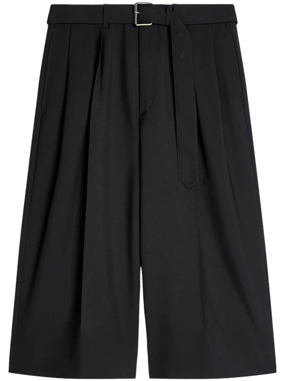 Dries van Noten High-Waisted Black Shorts with Tailored Pleats and Belt Zwart