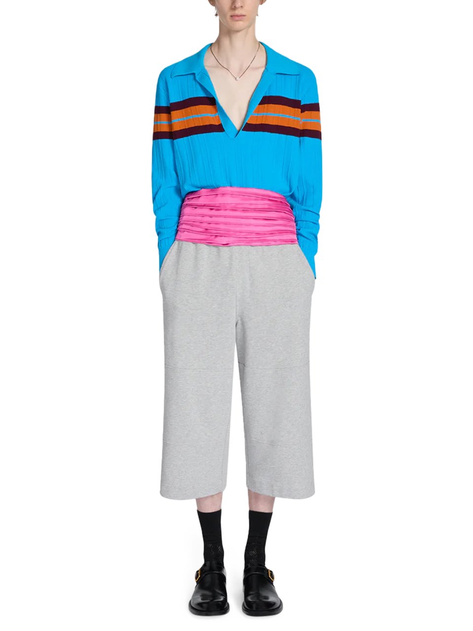 Dries van Noten Cropped Wide-Leg Trousers with Elastic Waistband Grijs