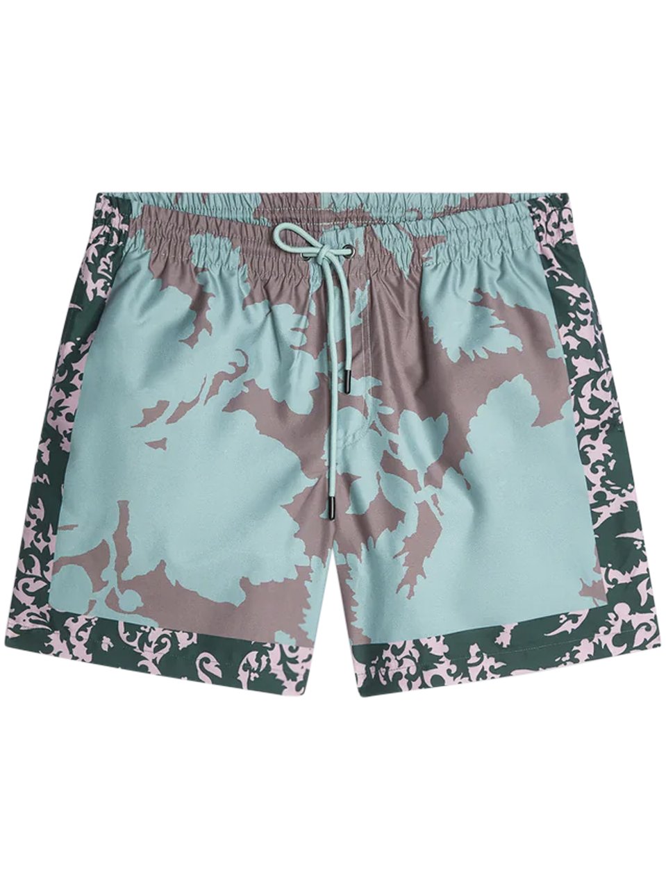 Dries van Noten Mid-Thigh Swim Shorts with Abstract Camouflage Pattern Grijs