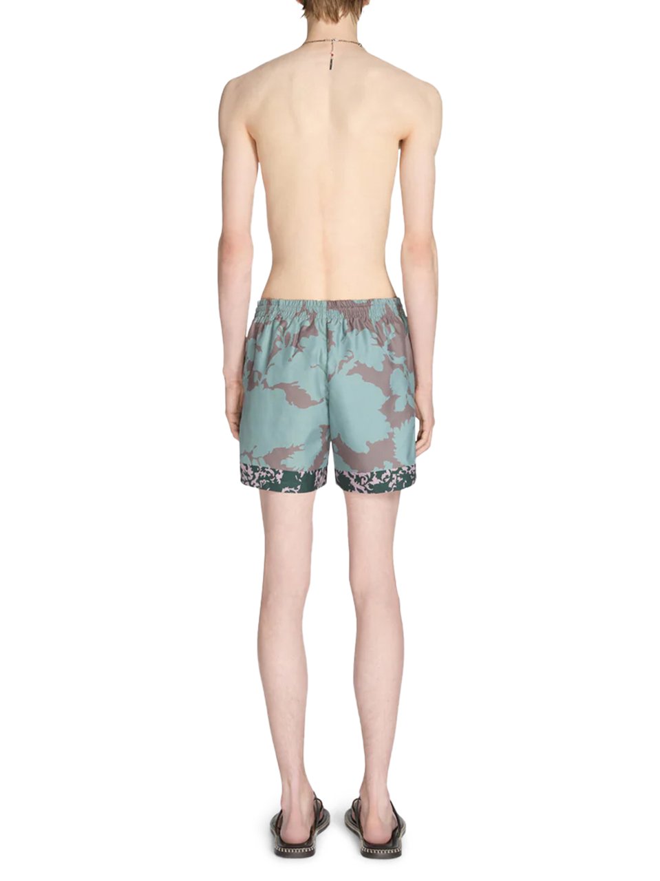 Dries van Noten Mid-Thigh Swim Shorts with Abstract Camouflage Pattern Grijs