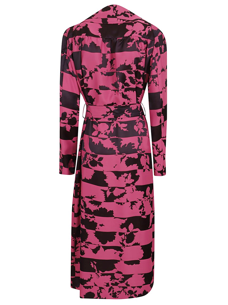 Dries van Noten Abstract Floral Printed Midi Trench Coat with Belt Roze