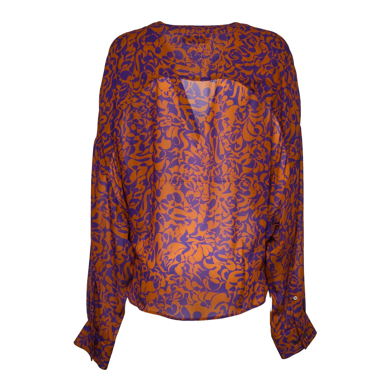 Dries van Noten Camiel Geometric Print Ruched Shirt Maroon