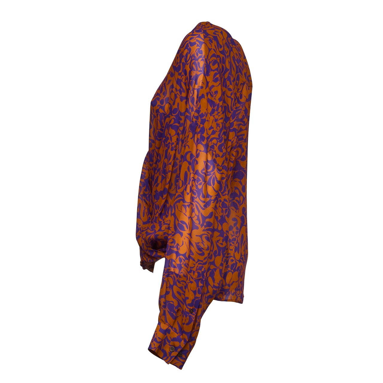 Dries van Noten Camiel Geometric Print Ruched Shirt Maroon