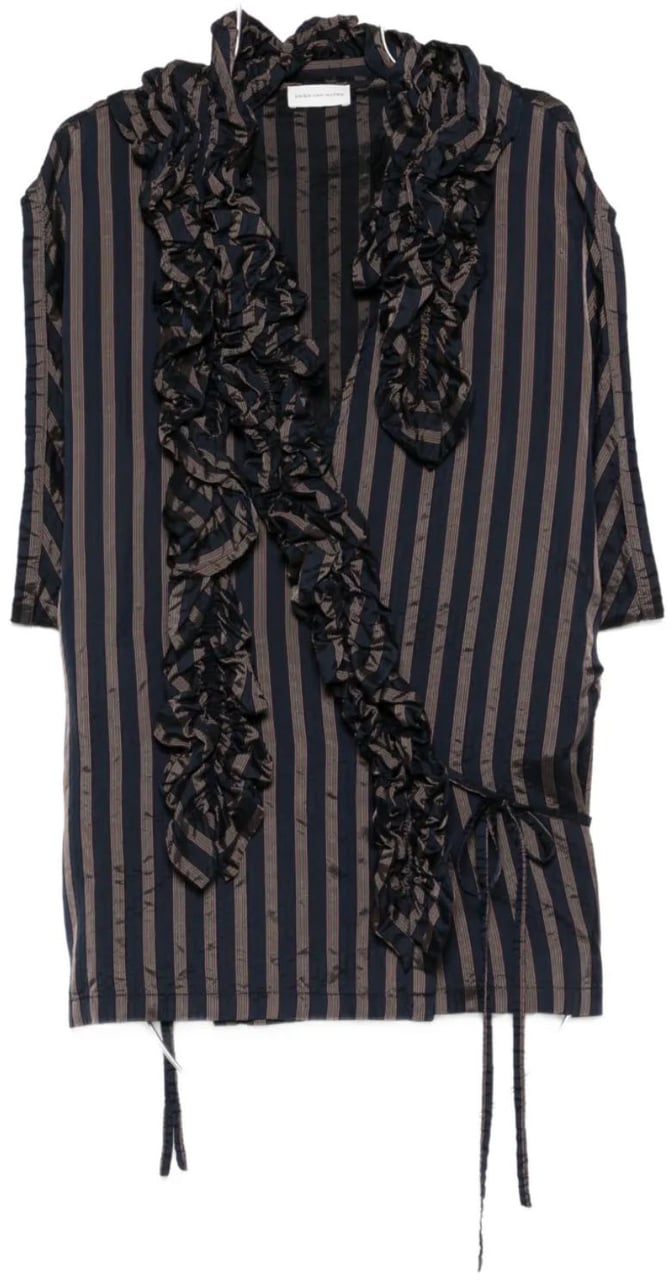 Dries van Noten Clematis Shirt Navy Blauw