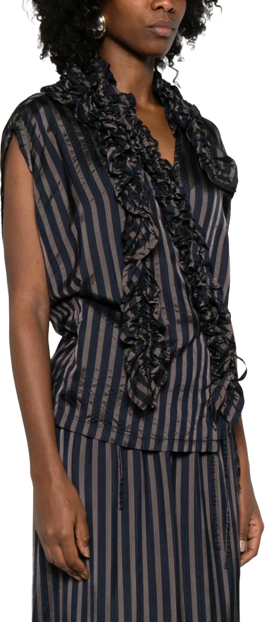 Dries van Noten Clematis Shirt Navy Blauw