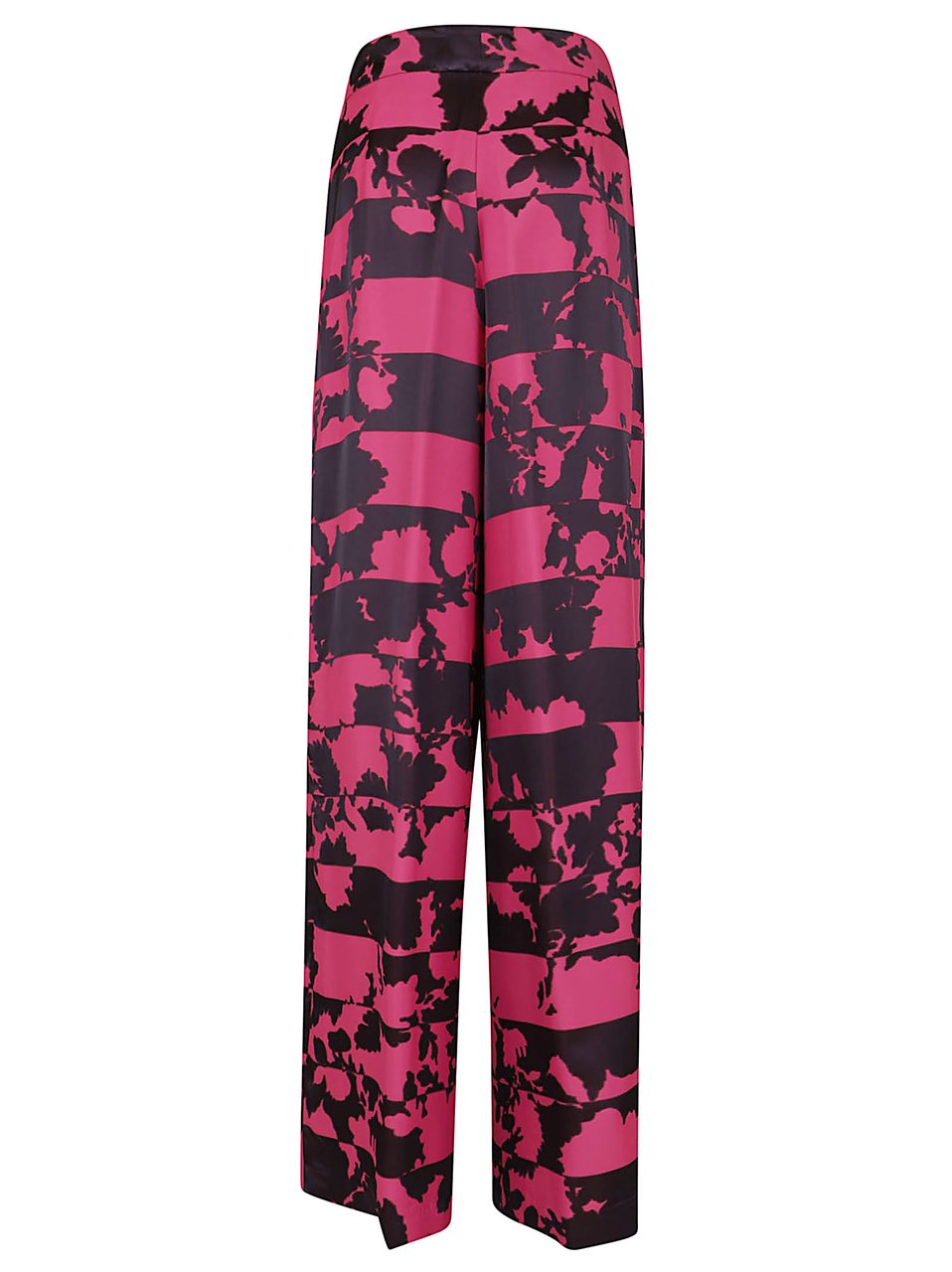 Dries van Noten Fluid Wide-Leg Trousers with Abstract Floral Overlay Roze