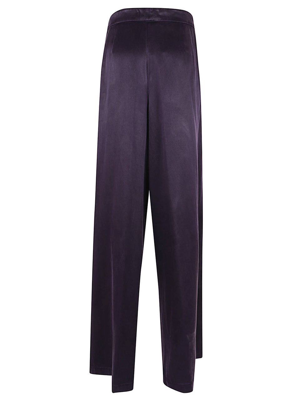 Dries van Noten Wide-Leg Satin Trousers with Double Front Pleats Paars