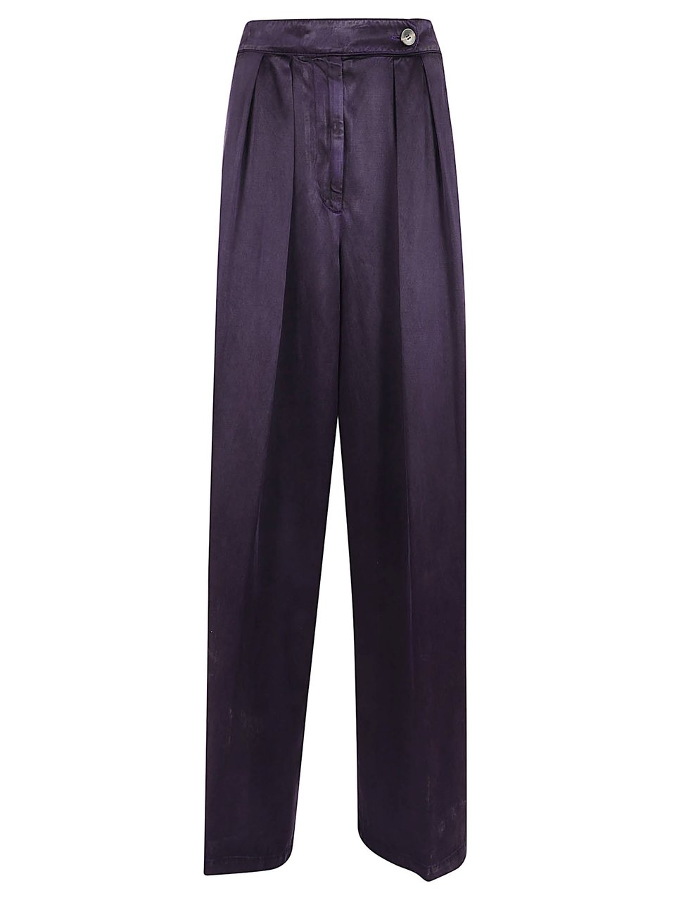 Dries van Noten Wide-Leg Satin Trousers with Double Front Pleats Paars