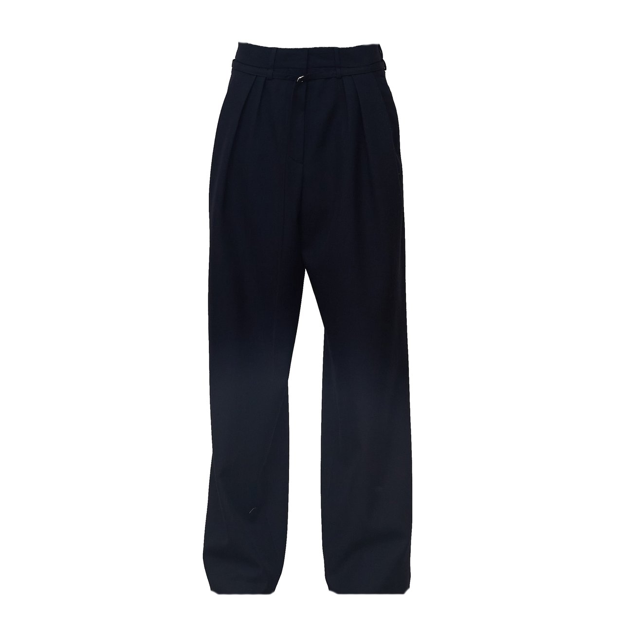 Dries van Noten Wide-Leg Wool Trousers with Irregular Pleats Zwart