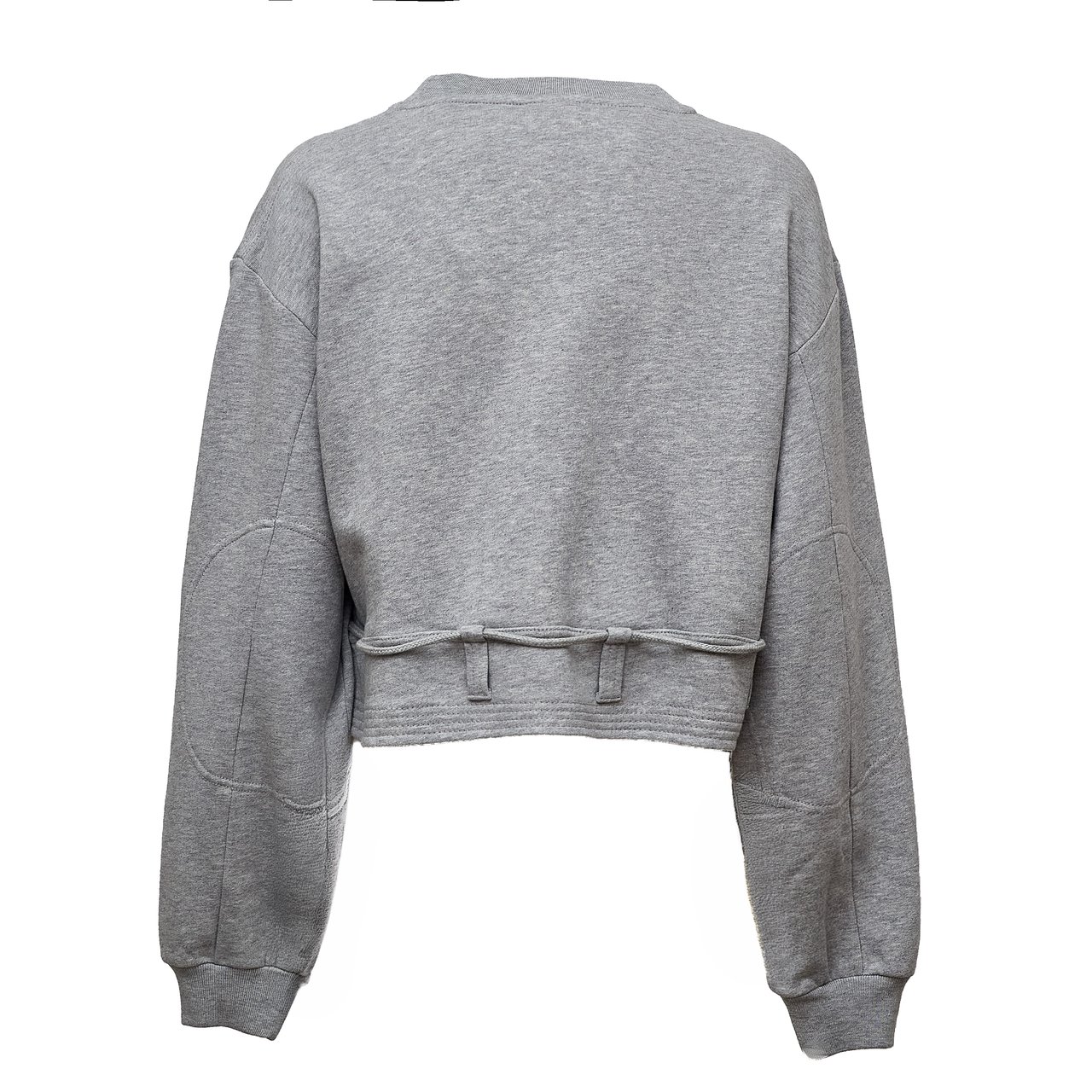 Dries van Noten Boxy Cropped Cotton Jersey Sweater With Drawstring Belt Grijs