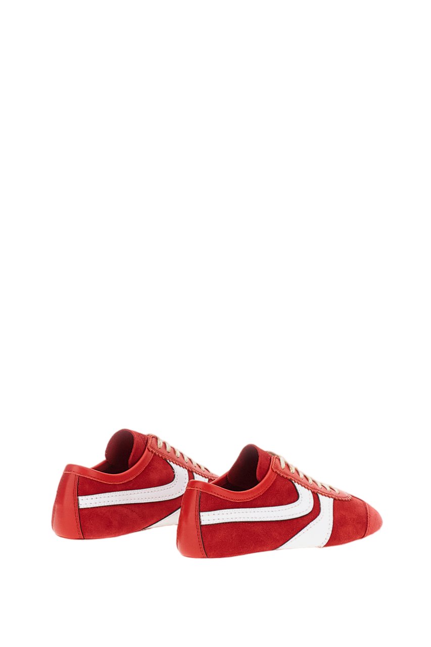 Dries van Noten Red Suede Low-Profile Sneakers Rood