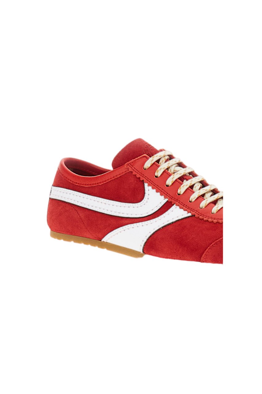 Dries van Noten Red Suede Low-Profile Sneakers Rood