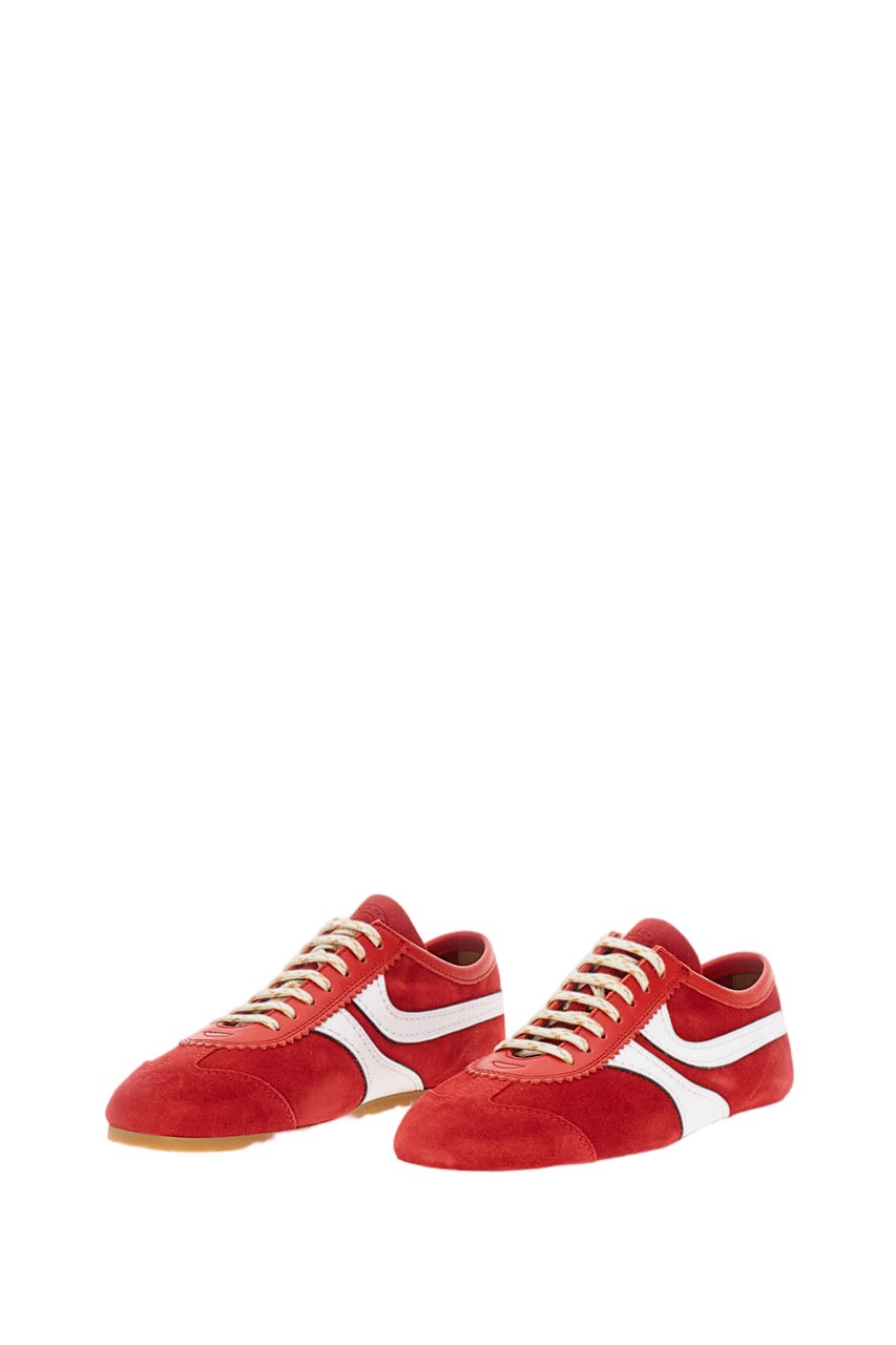 Dries van Noten Red Suede Low-Profile Sneakers Rood