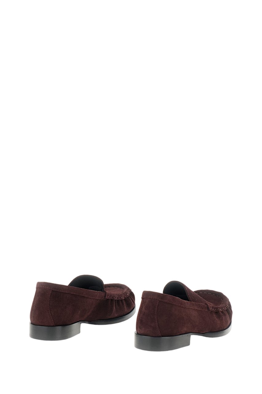 Dries van Noten Burgundy Square-Toe Loafers with Subtle Gathering Maroon