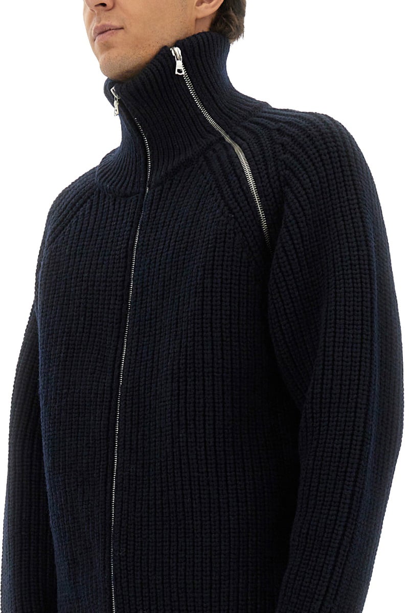 Dries van Noten ZIPPERED WOOL SWEATER Zwart
