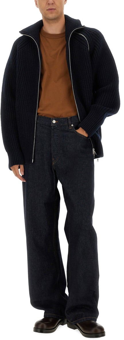 Dries van Noten ZIPPERED WOOL SWEATER Zwart
