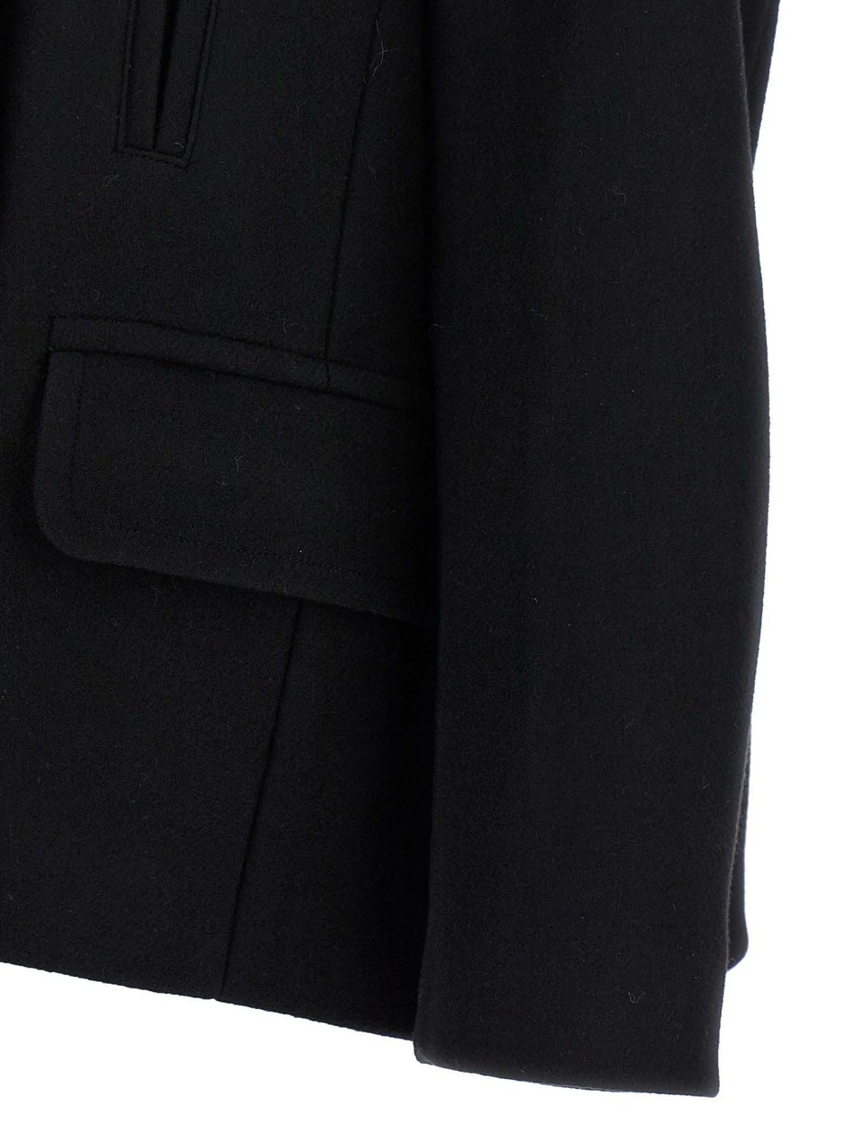 Dries Van Noten Black Wool Coat Zwart
