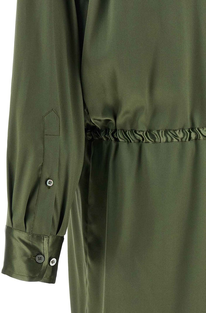 Dries Van Noten Bicolor Silk Midi Dress Groen
