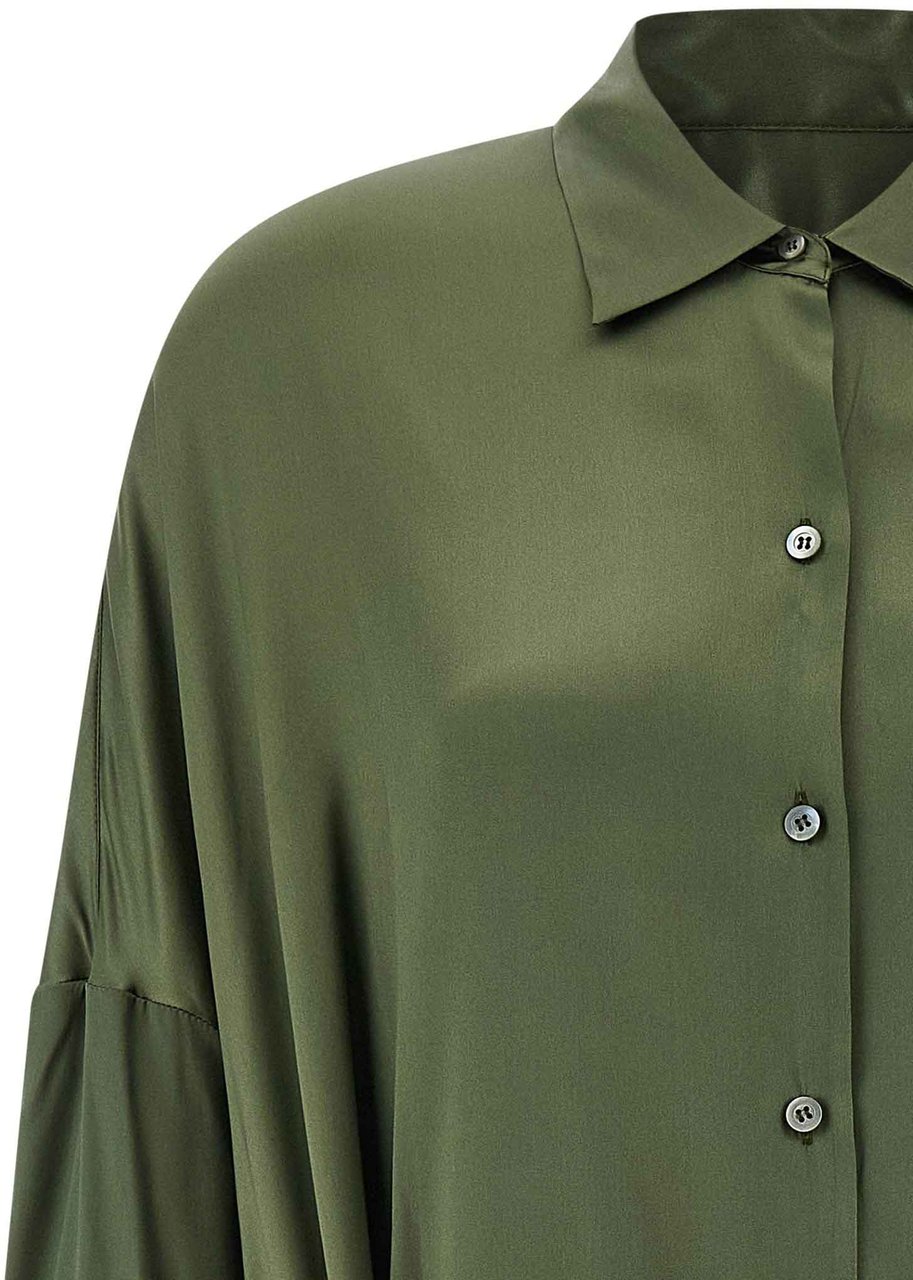 Dries Van Noten Bicolor Silk Midi Dress Groen