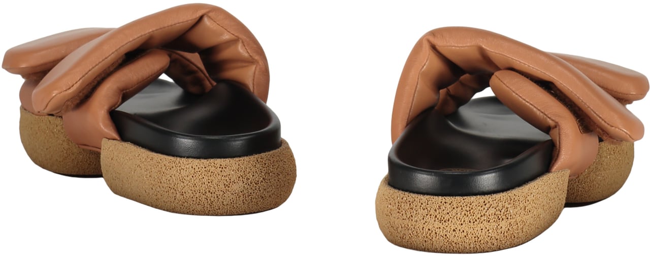 Dries van Noten Leather and rubber slides Beige