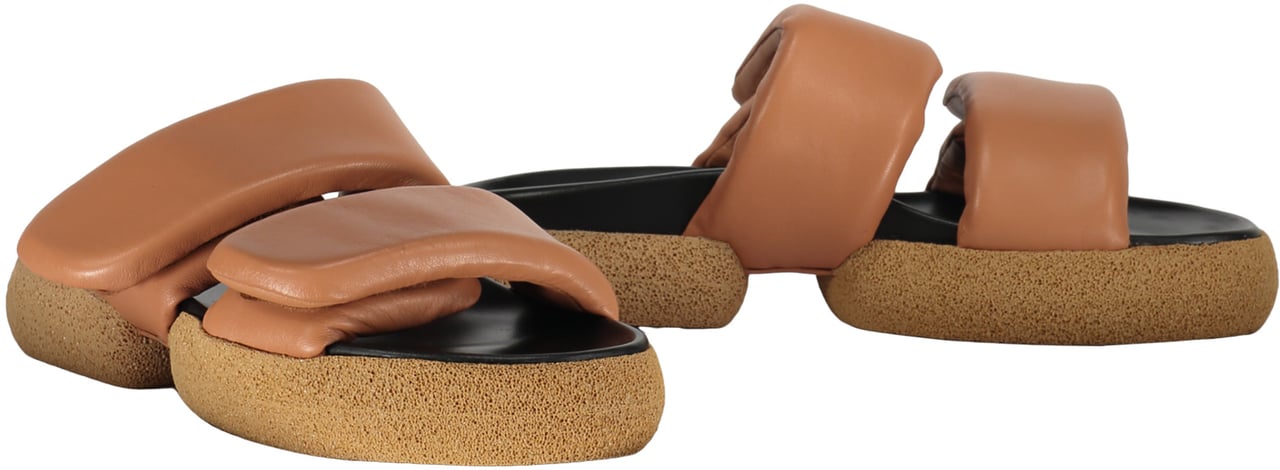 Dries van Noten Leather and rubber slides Beige