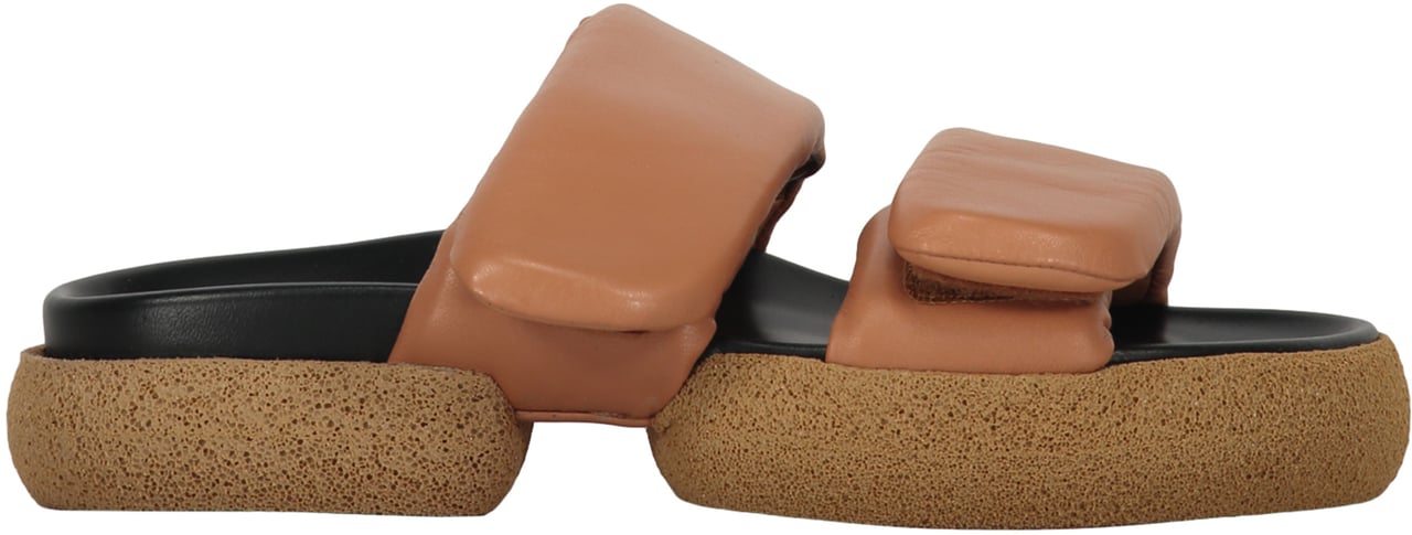 Dries van Noten Leather and rubber slides Beige