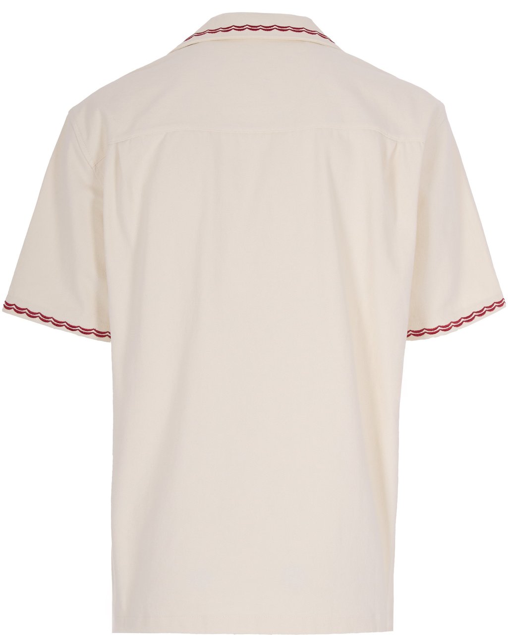 Drôle de Monsieur Short-Sleeved Casual Shirt with Intricate Embroidery Neutraal