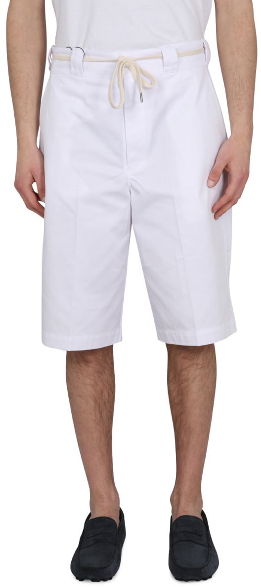 Drôle de Monsieur COTTON BLEND BERMUDA SHORTS Wit